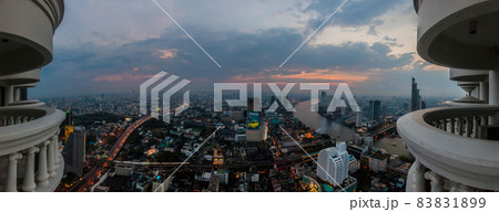 View to Bangkok and Chao Phraya river during sunset View to Bangkok and Chao Phraya river during sunset 83831899