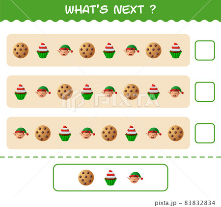 What's comes next educational game of cartoon christmas. Find the regularity and continue the row task. Educational game for pre shool years kids and toddlers What's comes next educational game of cartoon christmas. Find the regularity and continue the row task. Educational game for pre shool years kids and toddlers 83832834