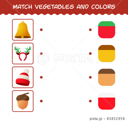 Match cartoon christmas and colors. Matching game. Educational game for pre shool years kids and toddlers 83832958