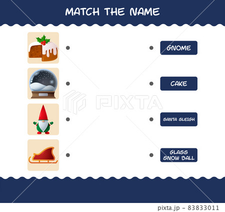 Match the name of cartoon christmas. Matching game. Educational game for pre shool years kids and toddlers 83833011