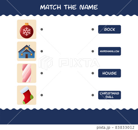 Match the name of cartoon christmas. Matching game. Educational game for pre shool years kids and toddlers 83833012