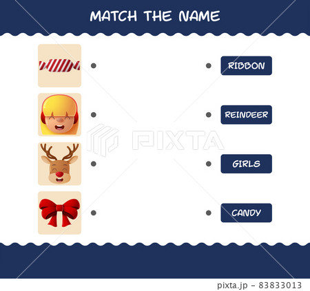 Match the name of cartoon christmas. Matching game. Educational game for pre shool years kids and toddlers Match the name of cartoon christmas. Matching game. Educational game for pre shool years kids and toddlers 83833013