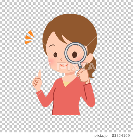 虫眼鏡で観察する女性のイラスト 83834169