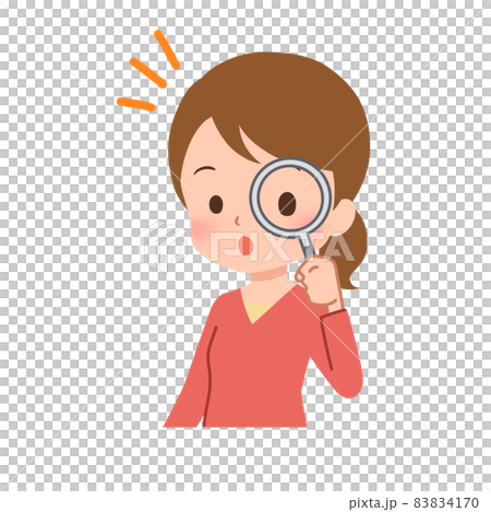 虫眼鏡で観察する女性のイラスト 83834170