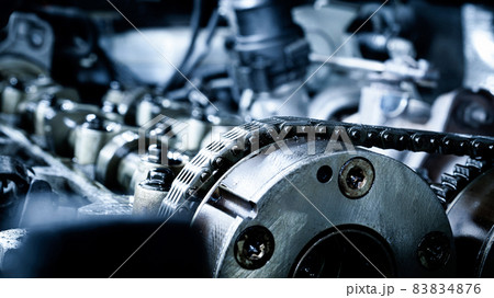 Car service auto. Automotive repair in garage workshop. Mechanic engine vehicle diagnostic. Technician maintenance. 83834876