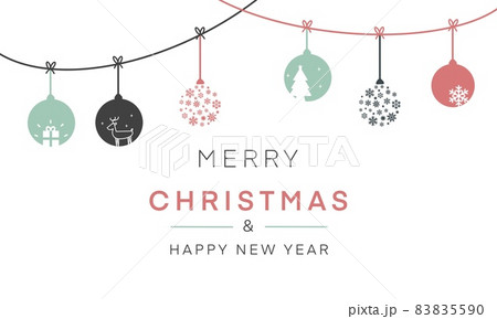 シンプルで可愛いクリスマス装飾背景壁紙カード 赤 緑 のイラスト素材 5590