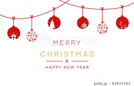 シンプルで可愛いクリスマス装飾背景壁紙カード 赤 のイラスト素材 5592