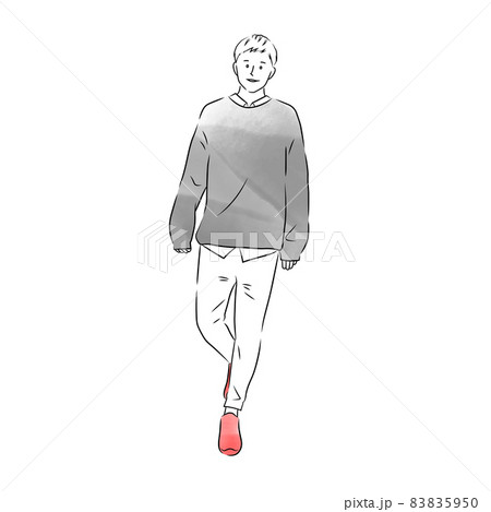 街を歩いている男性のイラスト 白背景 ベクター 切り抜き のイラスト素材 5950