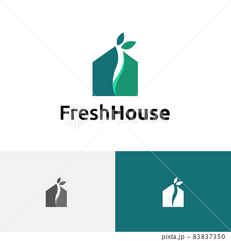 Fresh Green Leaf House Real Estate Realty Logo 83837350