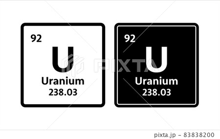 Uranium symbol. Chemical element of the periodic table. Vector stock illustration 83838200