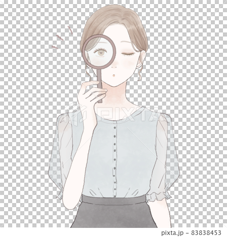 A woman checking with a loupe 83838453