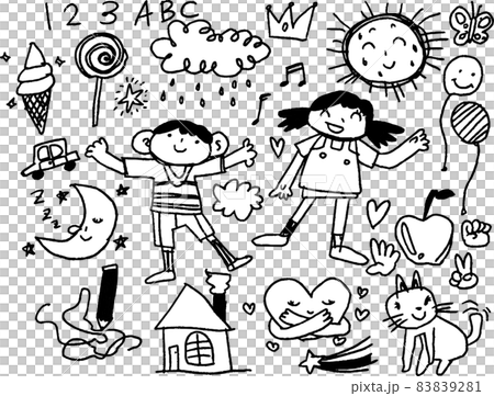 色々な子供の落書きセット 幼児教育 幼稚園 色々な子供の落書きセット 幼児教育 幼稚園 83839281