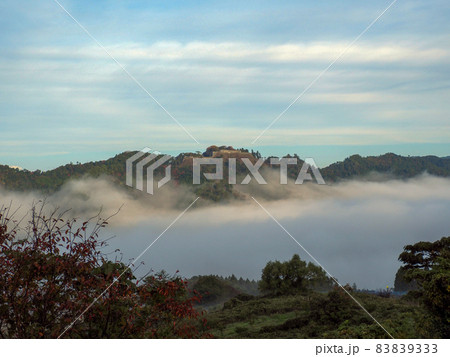 雲海と津和野城跡 雲海と津和野城跡 83839333