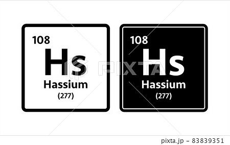 Hassium symbol. Chemical element of the periodic table. Vector stock illustration 83839351