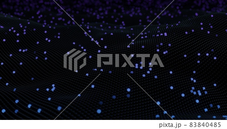 Wave of spheres with splashes of glowing abstract background 3d illustration 83840485
