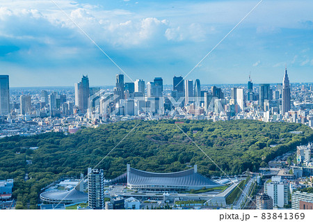 【夏の東京】　新宿、代々木を見渡せる都市風景 83841369