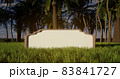 Blank sign in the grass with tropical trees in the background 83841727