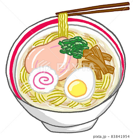 箸で麺を持ち上げる 塩ラーメンのイラスト素材