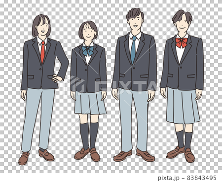シンプル イラスト ジェンダーレス制服の学生たち シンプル イラスト ジェンダーレス制服の学生たち 83843495