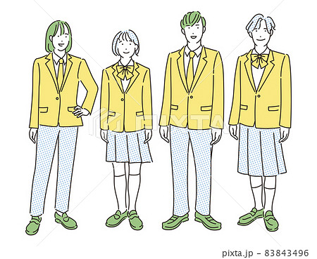 シンプル イラスト ジェンダーレス制服の学生たち シンプル イラスト ジェンダーレス制服の学生たち 83843496