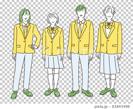 シンプル イラスト ジェンダーレス制服の学生たち シンプル イラスト ジェンダーレス制服の学生たち 83843496