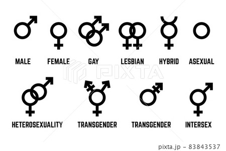 Gender symbols set. Gender icons isolated on white 83843537