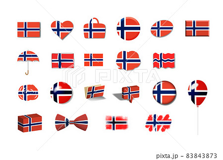 ノルウェー-国旗イラスト21種セット 83843873