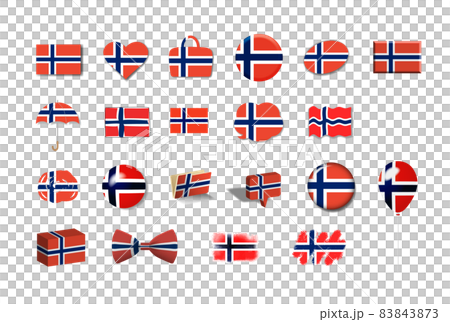 ノルウェー-国旗イラスト21種セット 83843873