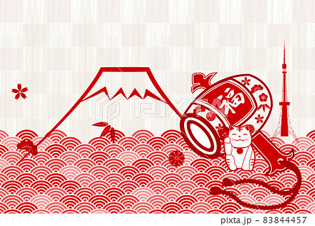 寅　年賀状　和柄　背景 83844457