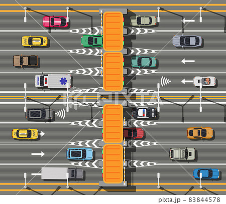 Traffic Toll Gate Top View. Highway Toll. Traffic Toll Gate Top View. Highway Toll. 83844578