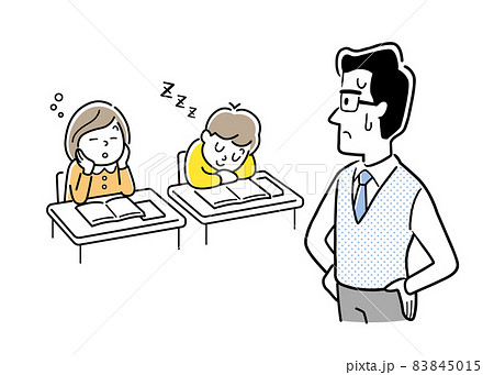 ベクターイラスト素材:先生の授業を聞いてない小学生 ベクターイラスト素材:先生の授業を聞いてない小学生 83845015