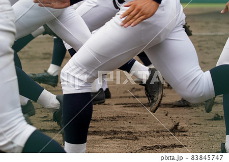 野球の試合が開始されダッシュしてホームベース前に整列する野球選手たち 野球の試合が開始されダッシュしてホームベース前に整列する野球選手たち 83845747