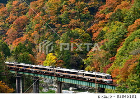紅葉する高山本線を走る特急『ワイドビューひだ』 紅葉する高山本線を走る特急『ワイドビューひだ』 83846181