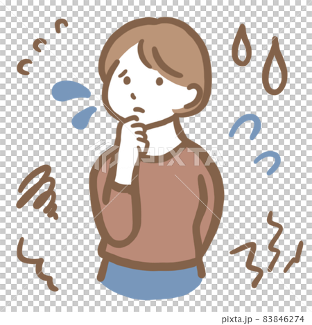 手を口元に添える不安そうな女性のイラスト 83846274