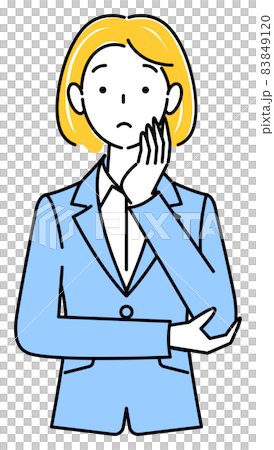 解決策を考えているスーツ姿の可愛いい女性 イラスト ベクター 83849120