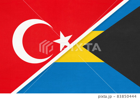 Turkey and The Bahamas, symbol of country. Turkish vs Bahamian national flag 83850444
