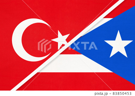 Turkey and Puerto Rico, symbol of country. Turkish vs Rican national flag 83850453