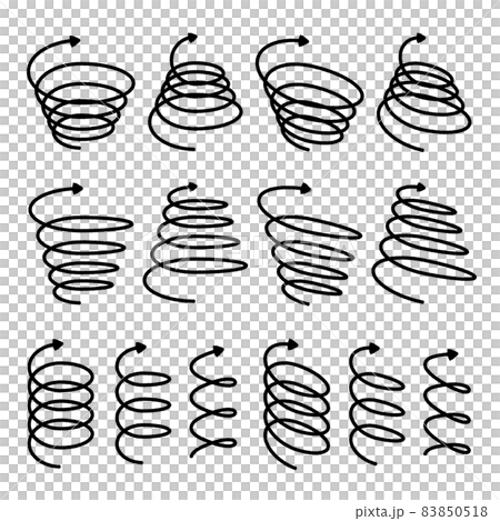 Set of various spiral spiral arrows with handwritten style lines with markers Set of various spiral spiral arrows with handwritten style lines with markers 83850518