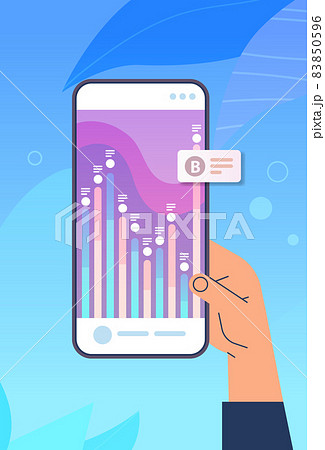 businessperson analyzing statistical information charts and graphs on smartphone screen data analysis process businessperson analyzing statistical information charts and graphs on smartphone screen data analysis process 83850596
