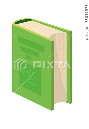 Cartoon green textbook. Vertical colorful diary or booked document, vector 83851973