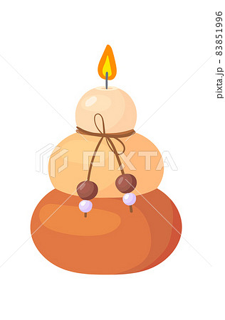 Cartoon candle with rope. Romantic indoor candelabra, flat vector illustration Cartoon candle with rope. Romantic indoor candelabra, flat vector illustration 83851996