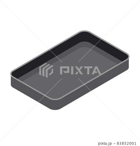 Metal rectangular baking tray for baking meat, fish, cake, pie or other food, isometric style. Isolated on white background. 83852001