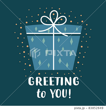 greeting card with cute gift box, vector illustration greeting card with cute gift box, vector illustration 83852649