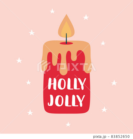 christmas card with candle and lettering, vector illustration 83852650