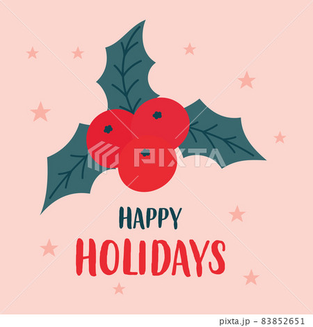 christmas card with branch of mistletoe, vector illustration christmas card with branch of mistletoe, vector illustration 83852651