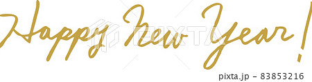 Happy New Year!-手書き文字-筆記体-英語-年賀状（ゴールド） 83853216
