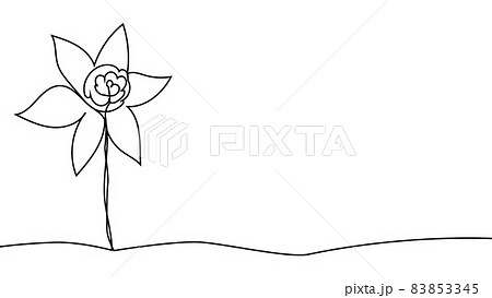 One single line drawing of beauty fresh narcissus for garden. Printable decorative daffodil flower concept. Trendy continuous line draw design 83853345