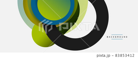 Creative geometric wallpaper. Minimal abstract background. Circles composition vector illustration for wallpaper banner background or landing page Creative geometric wallpaper. Minimal abstract background. Circles composition vector illustration for wallpaper banner background or landing page 83853412