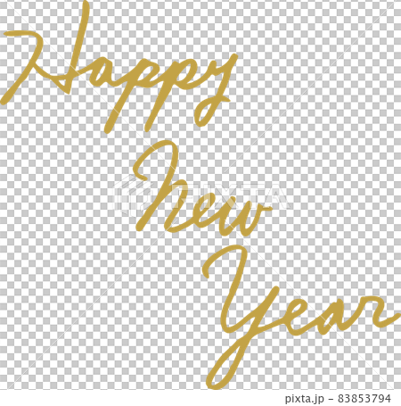 新年快樂-手寫-草書-英文-新年賀卡（金色） 83853794