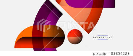 Geometric abstract background. Round shapes, circles, lines composition for wallpaper banner background or landing page 83854223